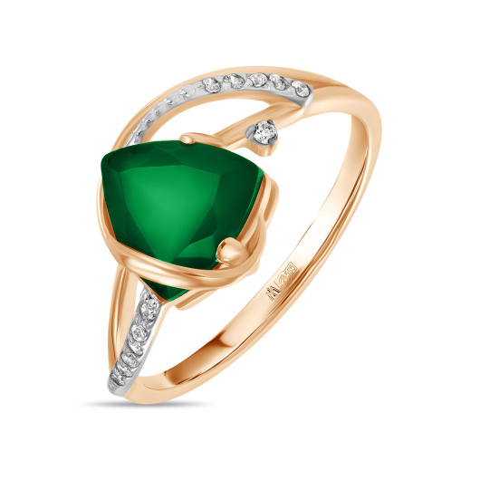 Кольцо с агатом и фианитом