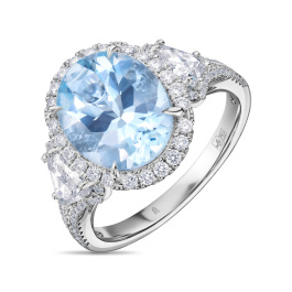 Кольцо с аквамарином и бриллиантами