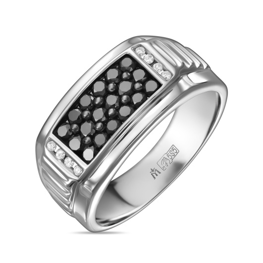Мужское Кольцо с облагороженными бриллиантами и бриллиантами