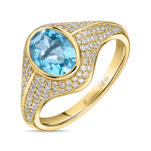 Кольцо с бриллиантами и топазом