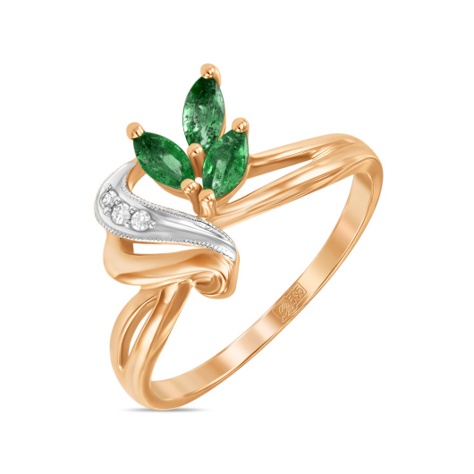 Кольцо с бриллиантами и изумрудами