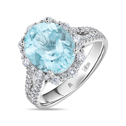 Кольцо с аквамарином и бриллиантами