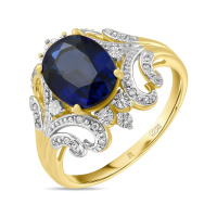 Кольцо с бриллиантами и нано сапфиром - фото 1