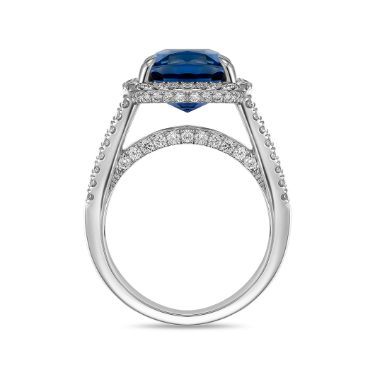 Кольцо с бриллиантами и сапфиром