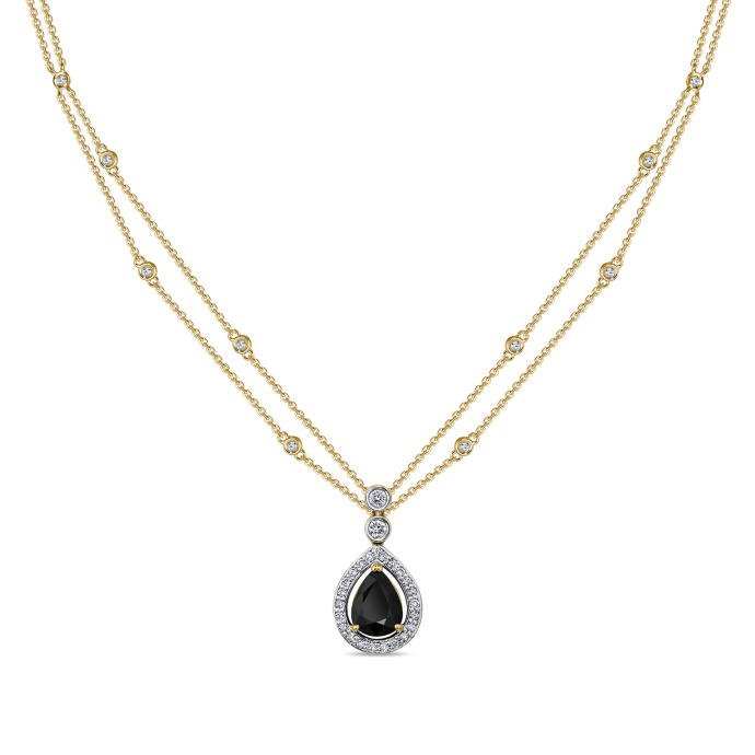 Колье с бриллиантами и сапфиром - фото 1