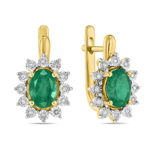 Серьги с бриллиантами и изумрудом