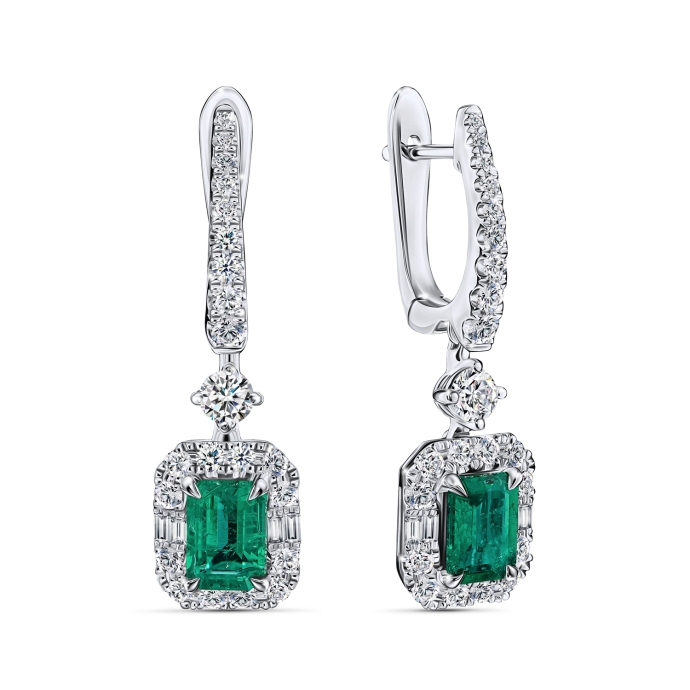 Серьги с бриллиантами и изумрудами - фото 1 Серьги с бриллиантами и изумрудами - фото 1