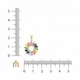 Подвеска с бриллиантами, гранатами, сапфирами и цветными сапфирами