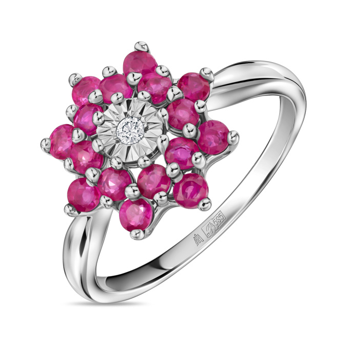 Кольцо с бриллиантом и рубинами - фото 1 Кольцо с бриллиантом и рубинами - фото 1