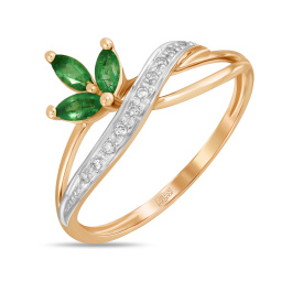 Кольцо с изумрудами и бриллиантами