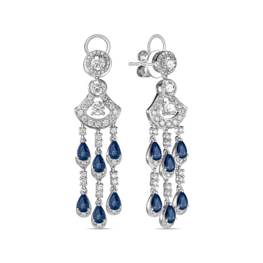 Серьги с бриллиантами и сапфирами