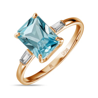 Кольцо с топазом и фианитами - фото 1 Кольцо с топазом и фианитами - фото 1