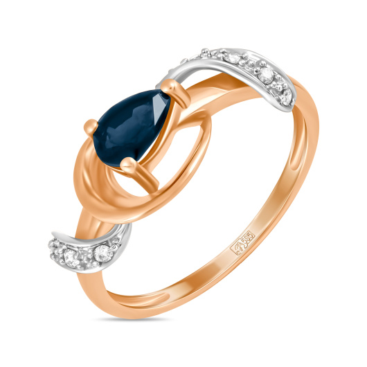 Кольцо с бриллиантами и сапфиром