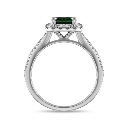 Кольцо с бриллиантами и цаворитом