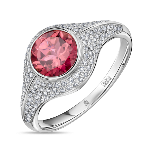 Кольцо с бриллиантами и турмалином