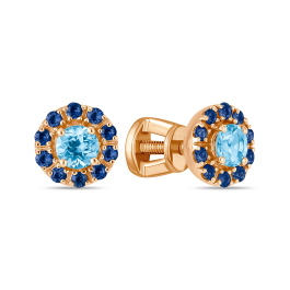 Серьги с топазами и сапфирами