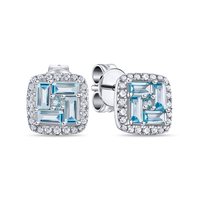 Серьги с топазами и бриллиантами - фото 1