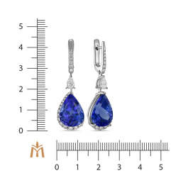 Серьги с бриллиантом и танзанитами