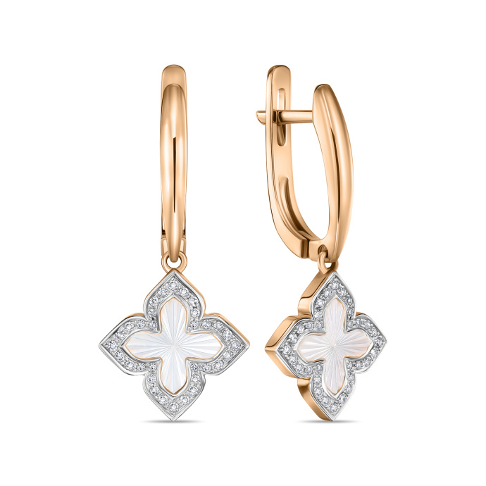 Серьги с перламутром и бриллиантами - фото 1