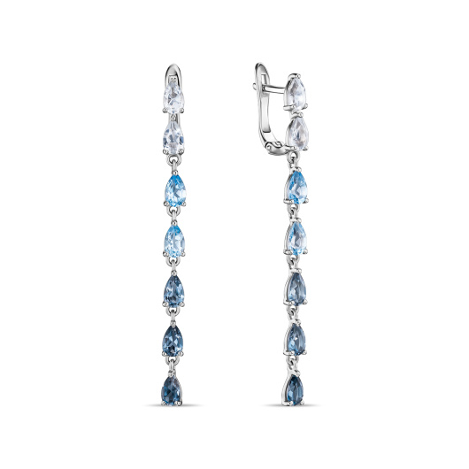 Серьги с топазами, лондон топазом и аметистами