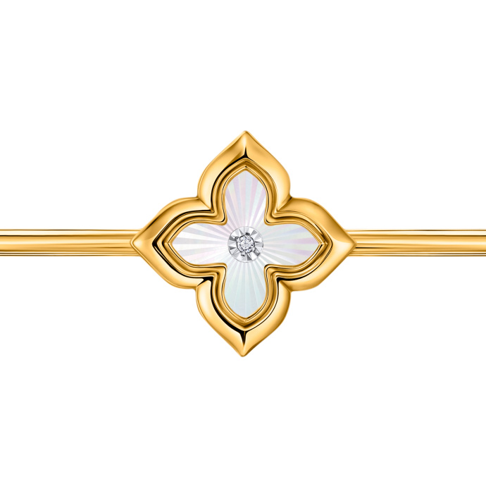 Браслет жесткий с бриллиантом и перламутром - фото 3