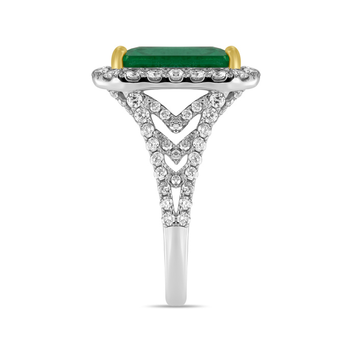 Кольцо с бриллиантами и изумрудом - фото 3