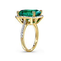 Кольцо с бриллиантом и гидротермальными изумрудами - фото 2 Кольцо с бриллиантом и гидротермальными изумрудами - фото 2