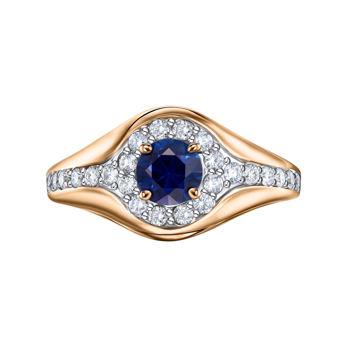 Кольцо с бриллиантами и сапфиром - фото 3