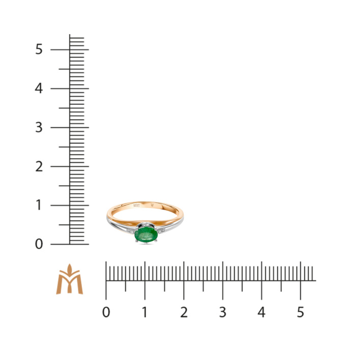 Кольцо с бриллиантами и изумрудом - фото 2
