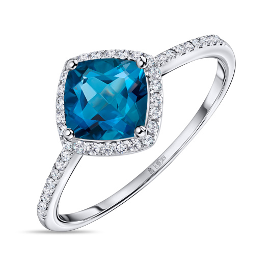 Кольцо с бриллиантами и лондон топазом