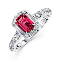 Кольцо с бриллиантами и рубином - фото 1