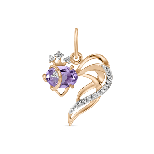 Подвеска с фианитами и аметистом