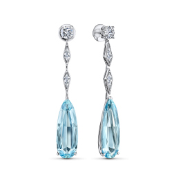 Серьги с аквамаринами и бриллиантом