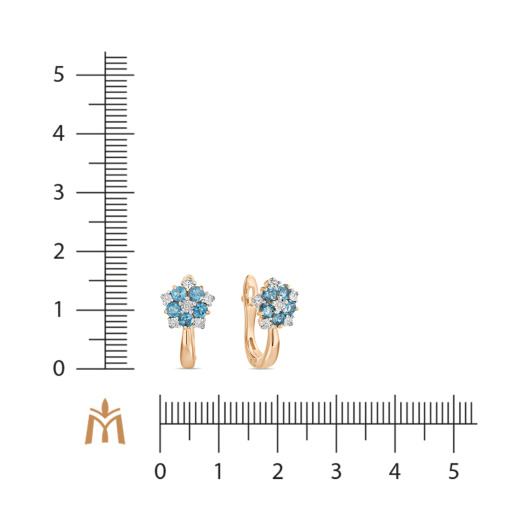 Серьги с бриллиантами и лондон топазом