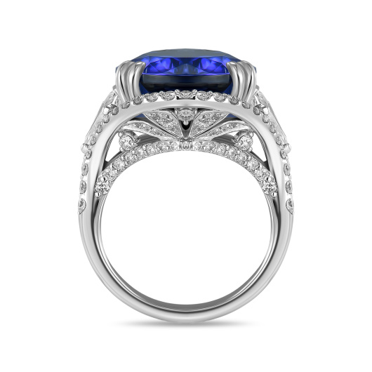 Кольцо с бриллиантами и танзанитом