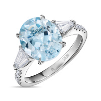 Кольцо с аквамарином и бриллиантами - фото 1