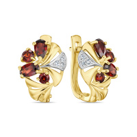 Серьги с гранатами и фианитами - фото 1 Серьги с гранатами и фианитами - фото 1