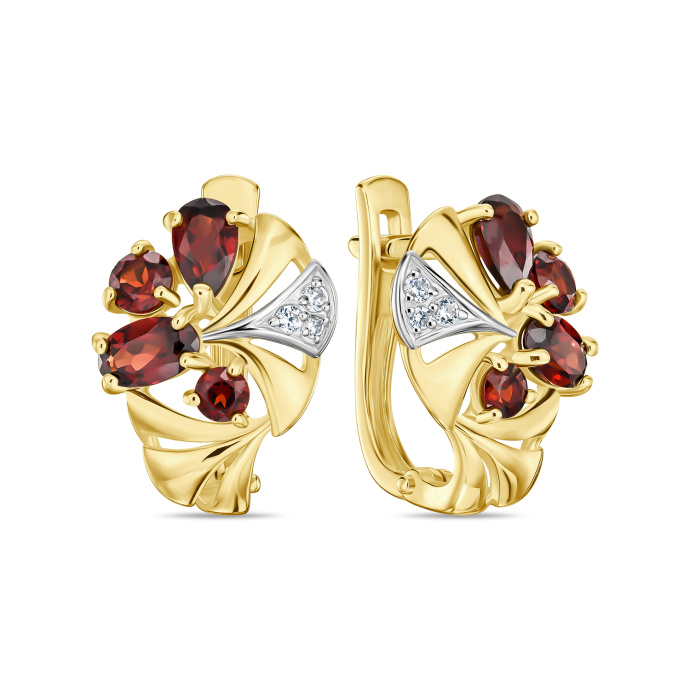 Серьги с гранатами и фианитами - фото 1 Серьги с гранатами и фианитами - фото 1