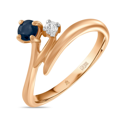 Кольцо с сапфиром и фианитом