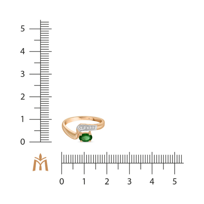 Кольцо с бриллиантами и изумрудом - фото 2