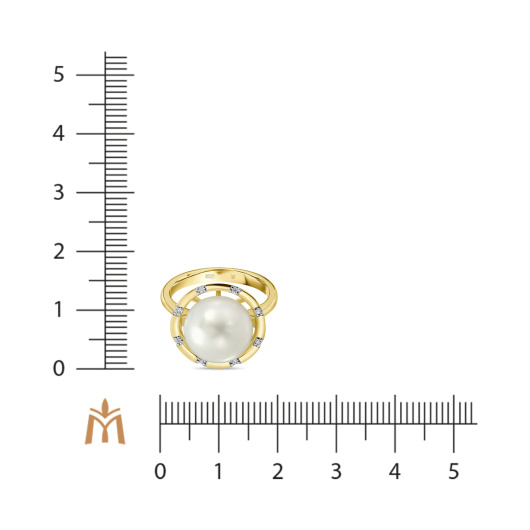 Кольцо с бриллиантами и жемчугом