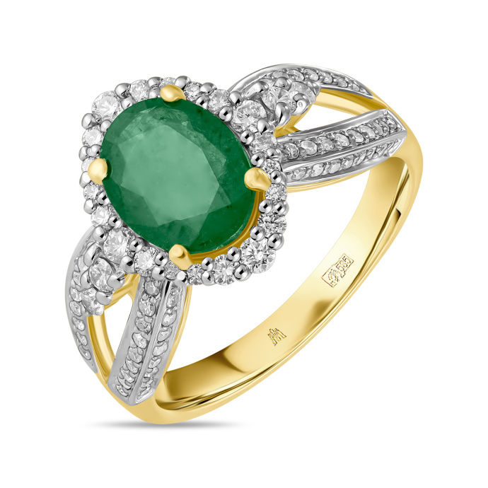 Кольцо с бриллиантами и изумрудом - фото 1 Кольцо с бриллиантами и изумрудом - фото 1