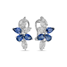 Серьги с бриллиантами и сапфирами