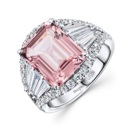 Кольцо с бриллиантами и морганитом