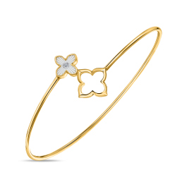 Браслет жесткий с бриллиантом и перламутром