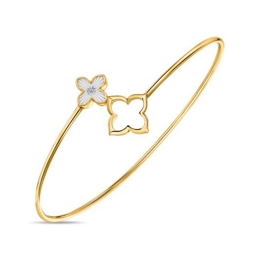 Браслет жесткий с бриллиантом и перламутром