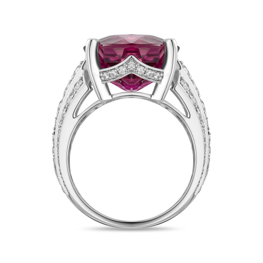 Кольцо с бриллиантами и рубеллитом