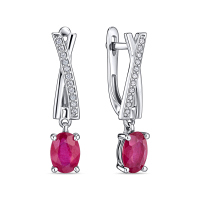 Серьги с бриллиантами и облагороженным рубином - фото 1 Серьги с бриллиантами и облагороженным рубином - фото 1