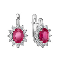 Серьги с бриллиантами и облагороженным рубином - фото 1 Серьги с бриллиантами и облагороженным рубином - фото 1