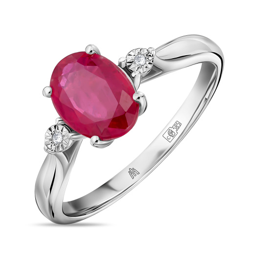 Кольцо с бриллиантами и облагороженным рубином